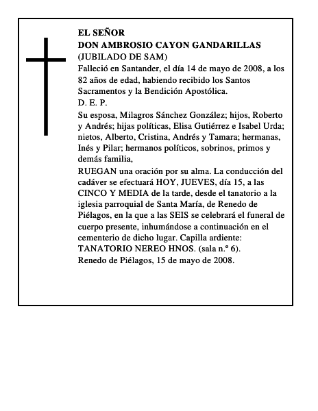 DON AMBROSIO CAYON GANDARILLAS