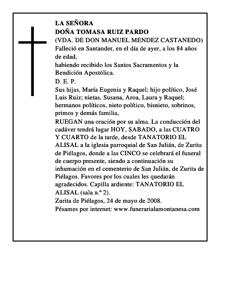 DOÑA TOMASA RUIZ PARDO