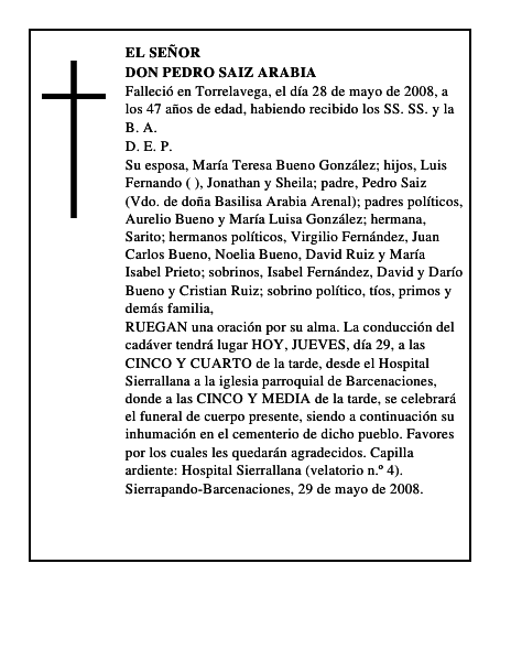 DON PEDRO SAIZ ARABIA