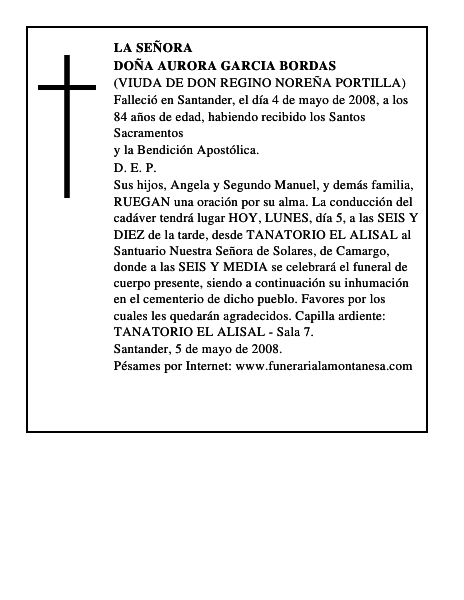 DOÑA AURORA GARCIA BORDAS