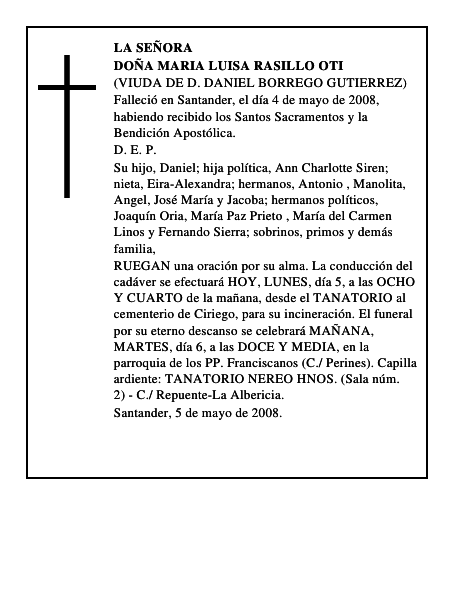 DOÑA MARIA LUISA RASILLO OTI