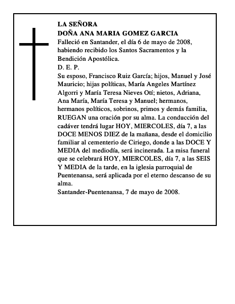 DOÑA ANA MARIA GOMEZ GARCIA