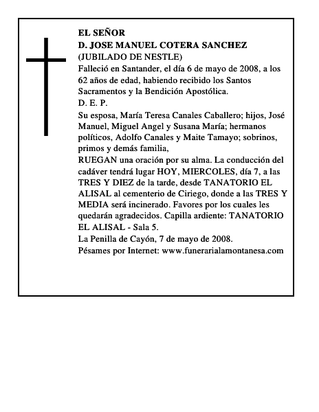 D. JOSE MANUEL COTERA SANCHEZ