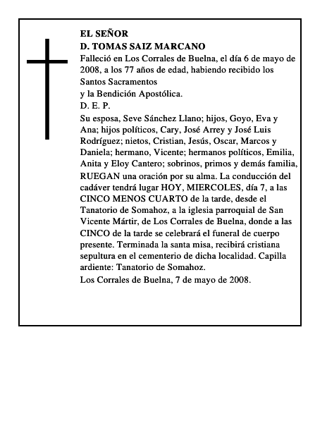 D. TOMAS SAIZ MARCANO