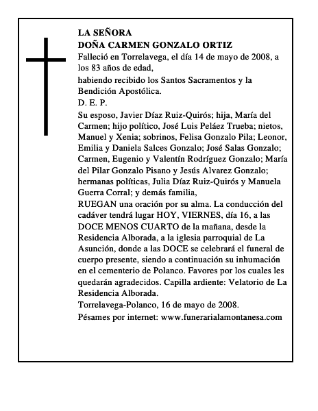DOÑA CARMEN GONZALO ORTIZ