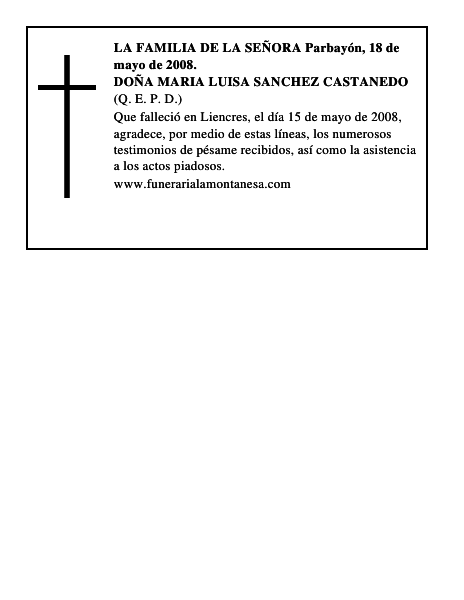 DOÑA MARIA LUISA SANCHEZ CASTANEDO