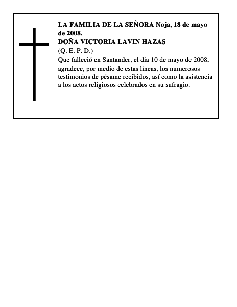 DOÑA VICTORIA LAVIN HAZAS