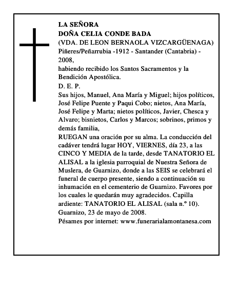 DOÑA CELIA CONDE BADA