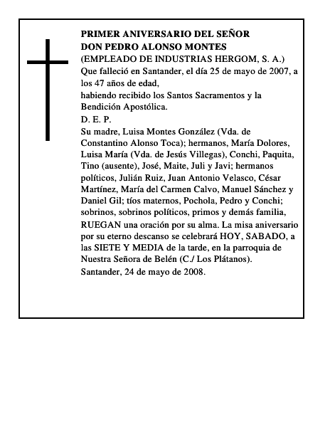 DON PEDRO ALONSO MONTES