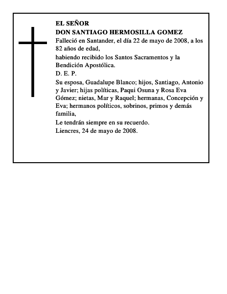 DON SANTIAGO HERMOSILLA GOMEZ