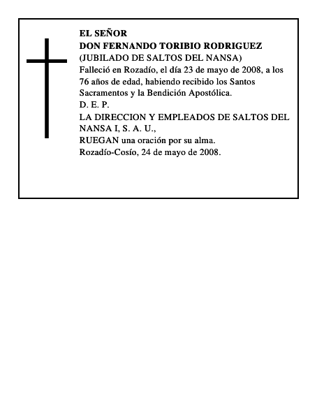 DON FERNANDO TORIBIO RODRIGUEZ