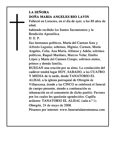 DOÑA MARIA ANGELES RIO LAVIN