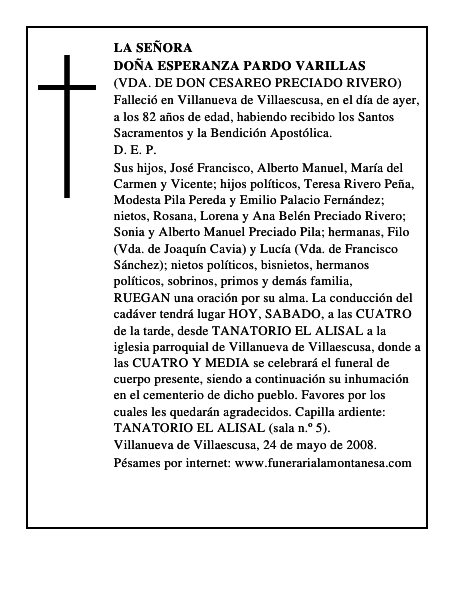 DOÑA ESPERANZA PARDO VARILLAS