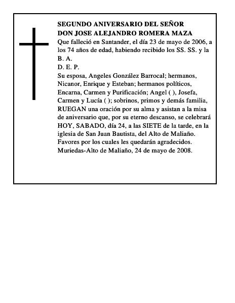 DON JOSE ALEJANDRO ROMERA MAZA