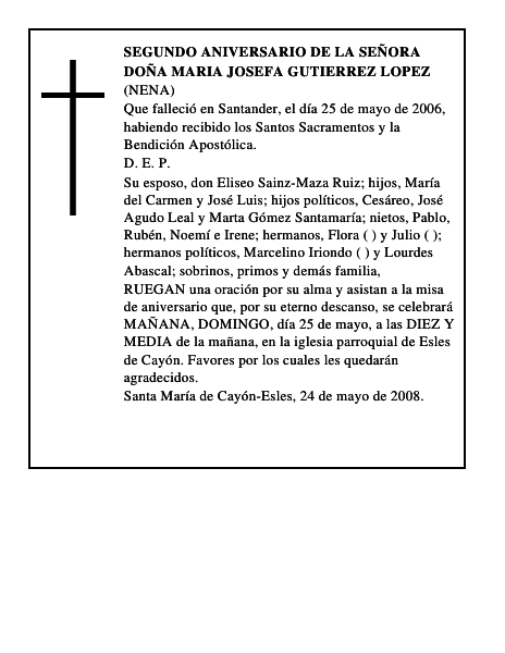 DOÑA MARIA JOSEFA GUTIERREZ LOPEZ