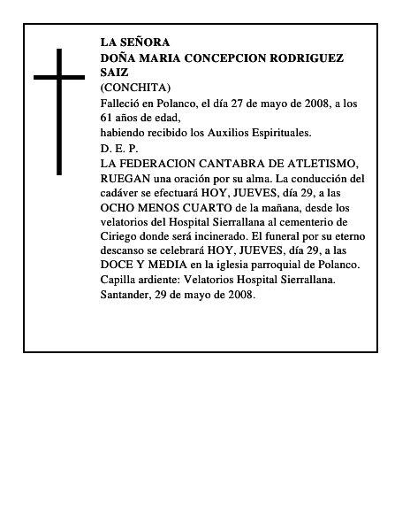 DOÑA MARIA CONCEPCION RODRIGUEZ SAIZ