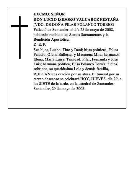 DON LUCIO ISIDORO VALCARCE PESTAÑA