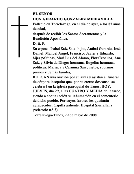 DON GERARDO GONZALEZ MEDIAVILLA