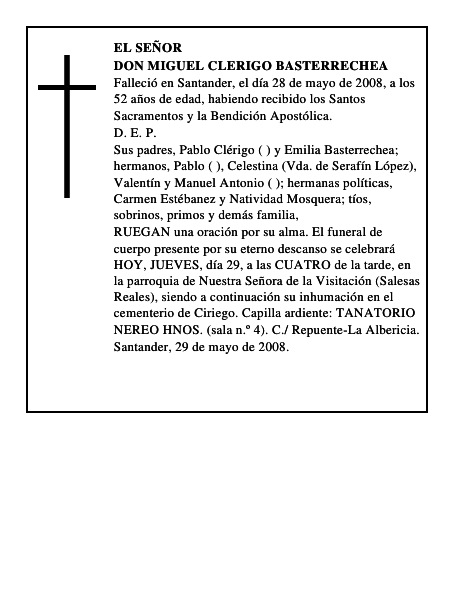 DON MIGUEL CLERIGO BASTERRECHEA