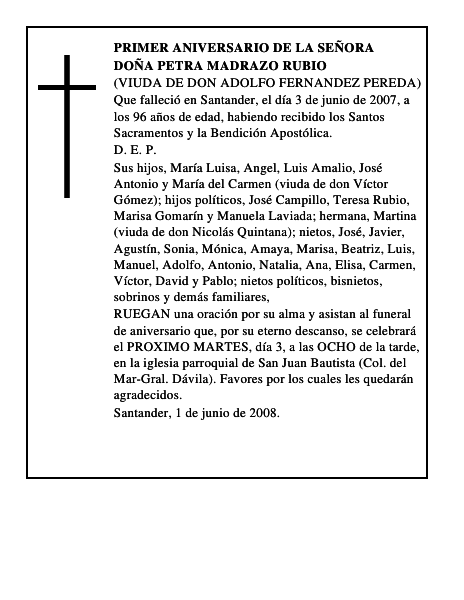 DOÑA PETRA MADRAZO RUBIO