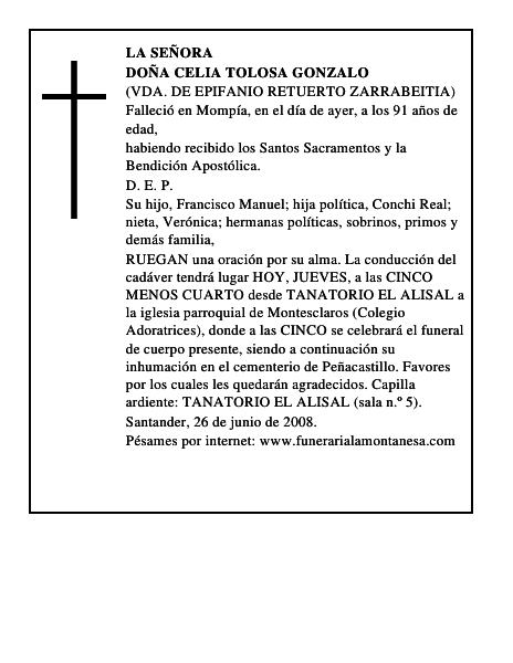 DOÑA CELIA TOLOSA GONZALO