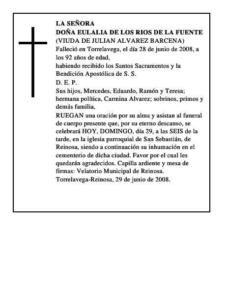 DOÑA EULALIA DE LOS RIOS DE LA FUENTE