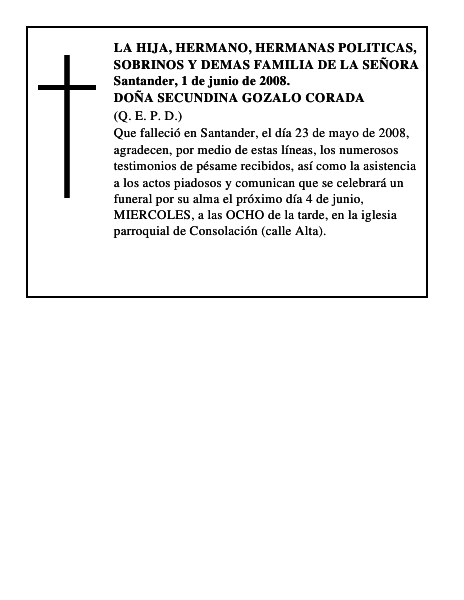 DOÑA SECUNDINA GOZALO CORADA
