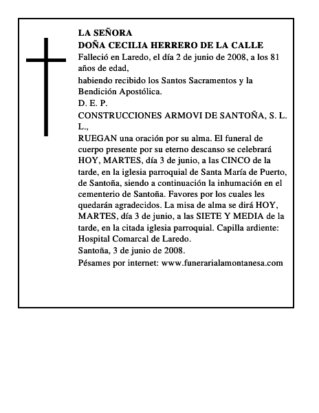 DOÑA CECILIA HERRERO DE LA CALLE