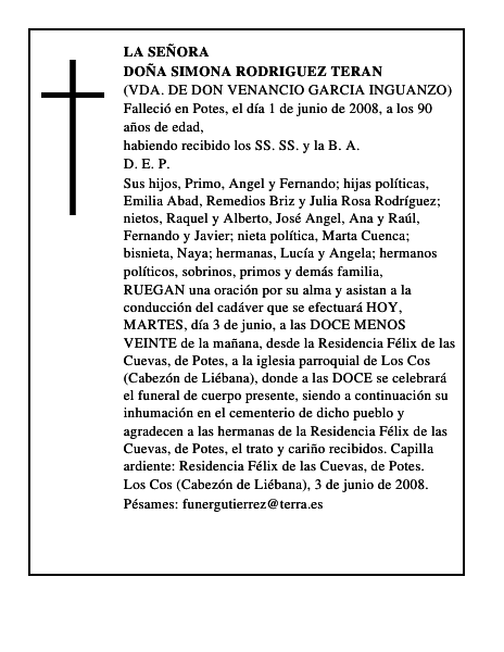 DOÑA SIMONA RODRIGUEZ TERAN