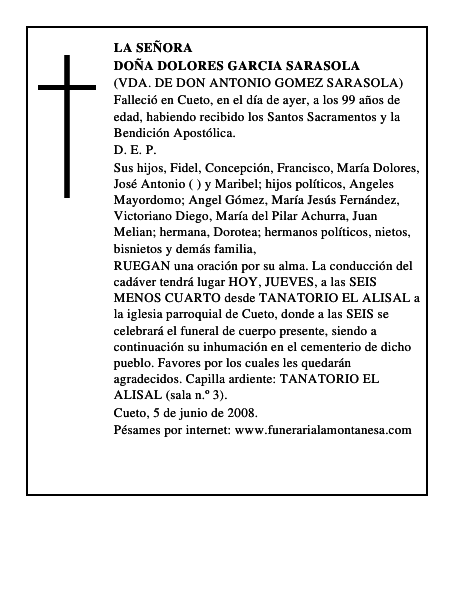 DOÑA DOLORES GARCIA SARASOLA