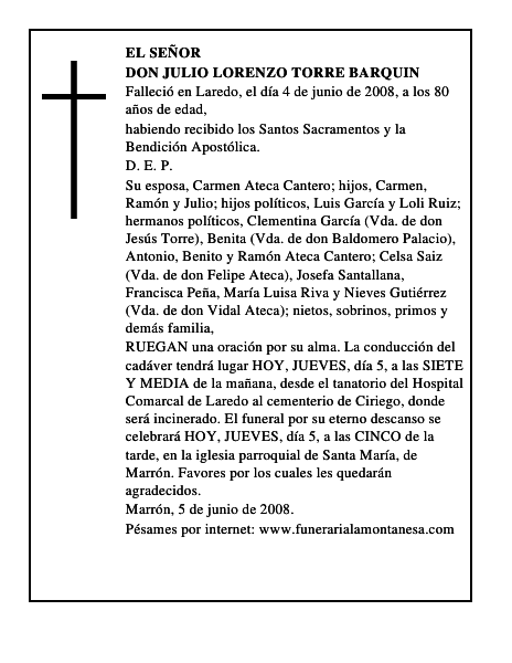 DON JULIO LORENZO TORRE BARQUIN