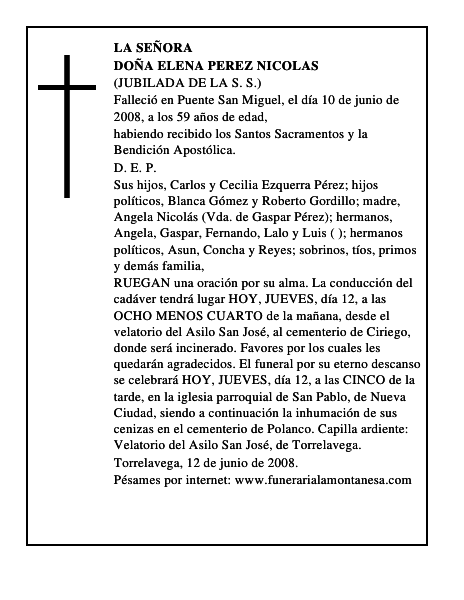 DOÑA ELENA PEREZ NICOLAS