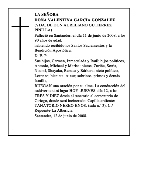 DOÑA VALENTINA GARCIA GONZALEZ