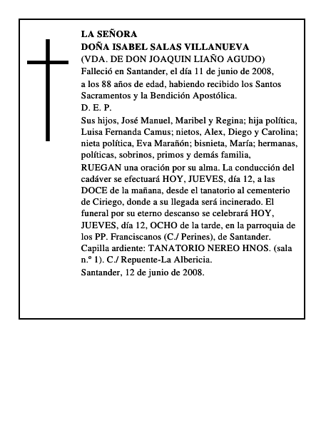 DOÑA ISABEL SALAS VILLANUEVA