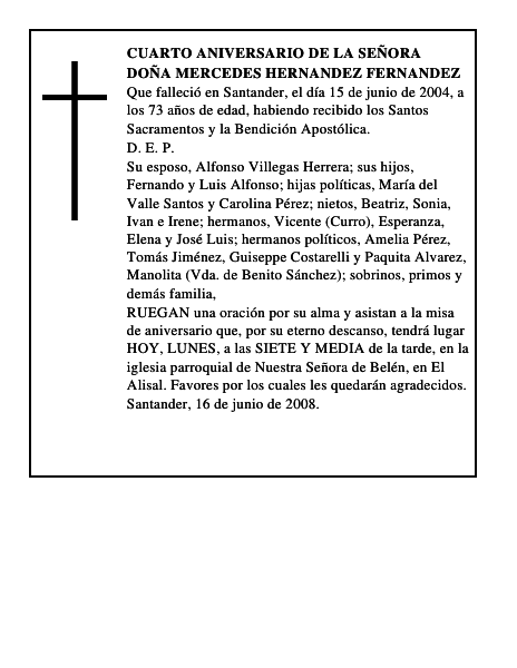 DOÑA MERCEDES HERNANDEZ FERNANDEZ