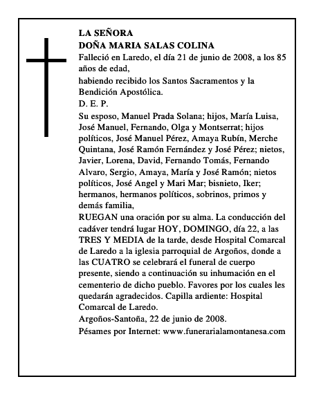 DOÑA MARIA SALAS COLINA