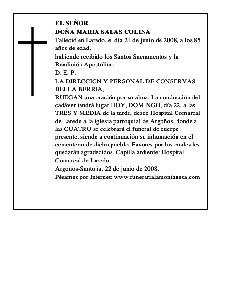 DOÑA MARIA SALAS COLINA