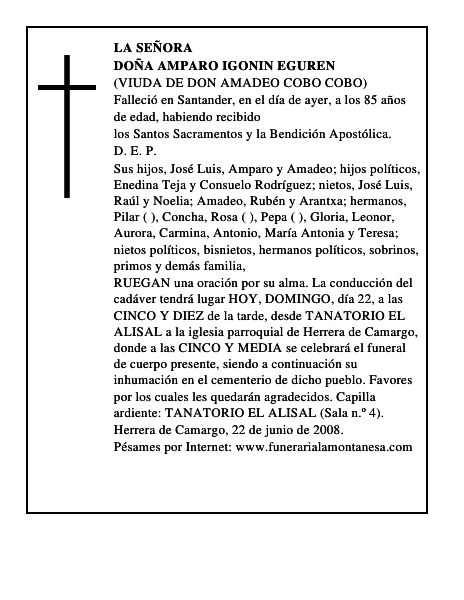 DOÑA AMPARO IGONIN EGUREN