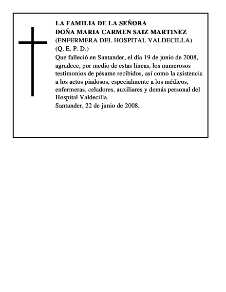 DOÑA MARIA CARMEN SAIZ MARTINEZ