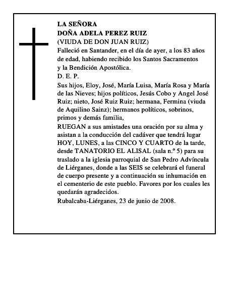 DOÑA ADELA PEREZ RUIZ