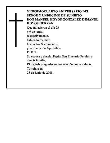 DON MANUEL HOYOS GONZALEZ e IMANOL HOYOS HERRAN