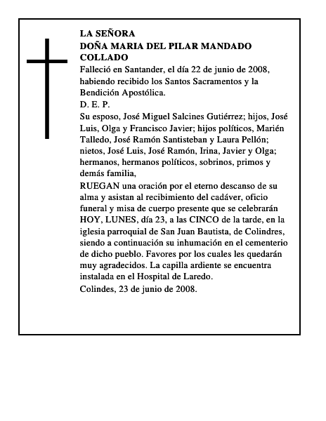 DOÑA MARIA DEL PILAR MANDADO COLLADO