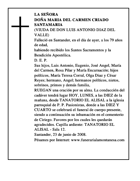 DOÑA MARIA DEL CARMEN CRIADO SANTAMARIA