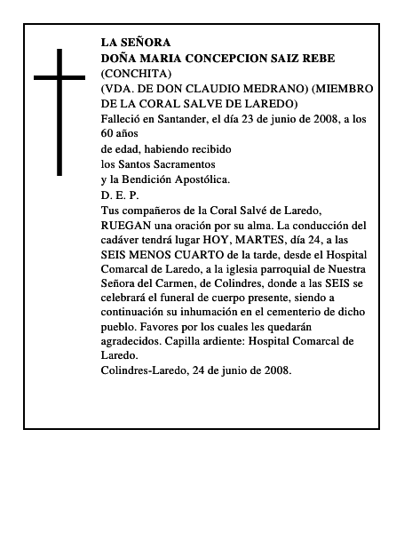 DOÑA MARIA CONCEPCION SAIZ REBE