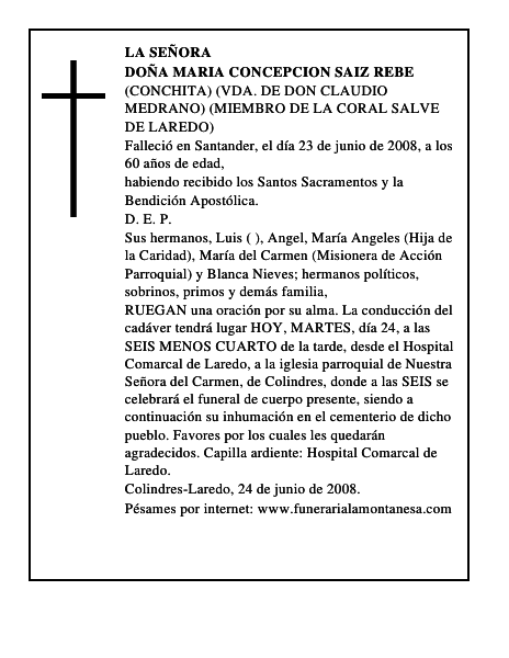 DOÑA MARIA CONCEPCION SAIZ REBE