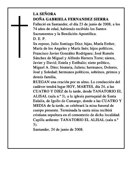 DOÑA GABRIELA FERNANDEZ SIERRA