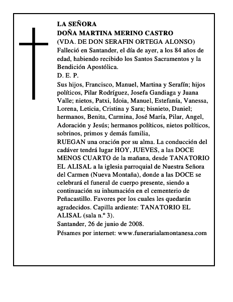 DOÑA MARTINA MERINO CASTRO