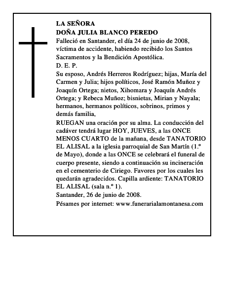 DOÑA JULIA BLANCO PEREDO