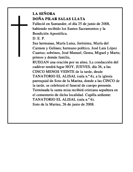 DOÑA PILAR SALAS LLATA