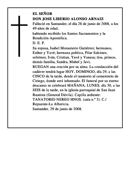 DON JOSE LIBERIO ALONSO ARNAIZ